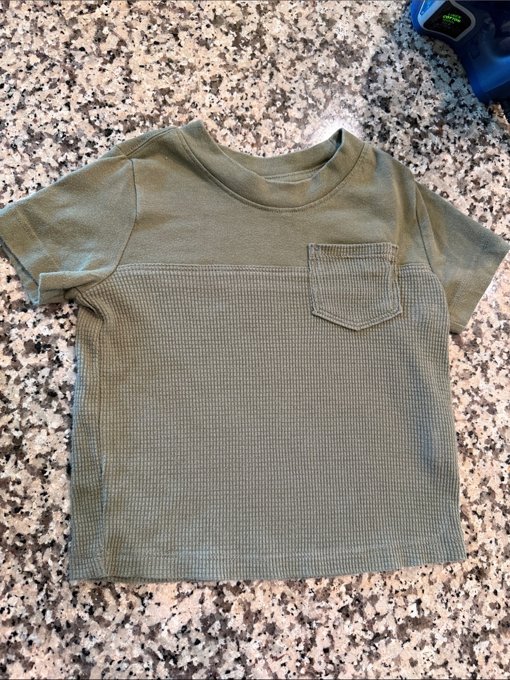 Boys Olive Green Kids' Short Sleeve Pocket Tee 2T